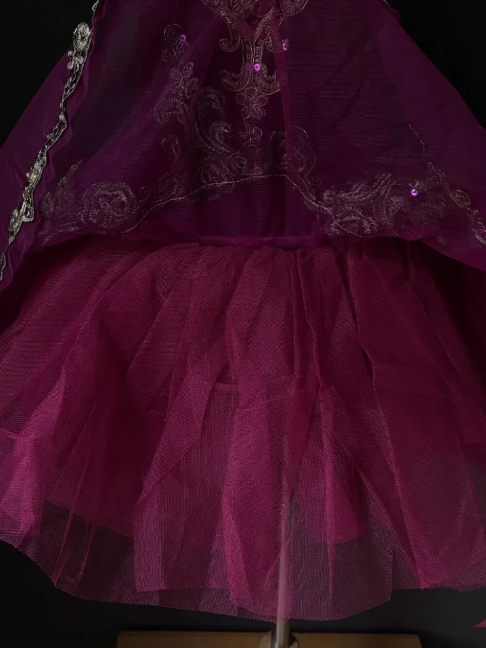 Weissman Magenta Velvet Ballet Tutu Dress Gold Applique Recital Costume MC